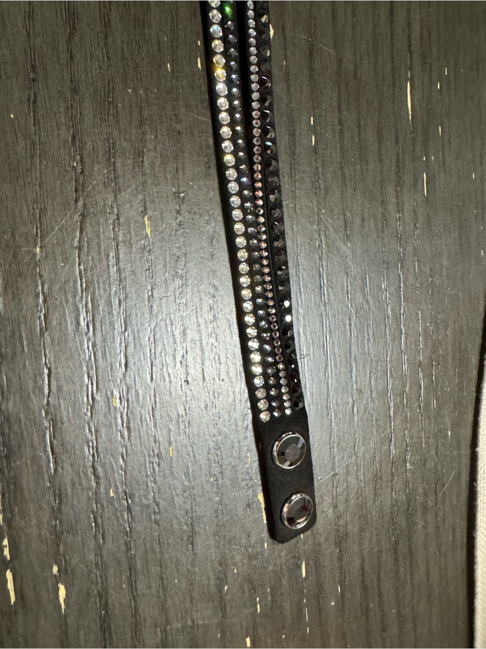 Swarovski retired wrap Rhinestone Accent Black Leather Bracelet